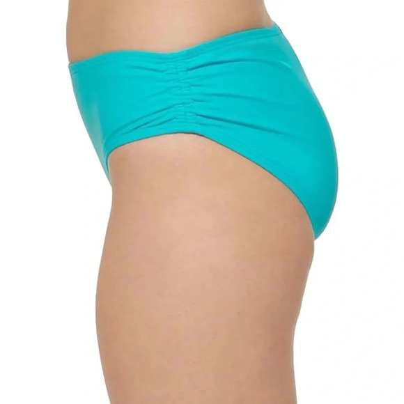 NWT Calvin Klein 50 SPF Ruched Sides Hipster Bikini Bottoms Aqua size XL - Picture 2 of 10